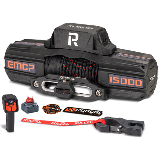 RUGCEL EMCP 12000lb/15000lb Winch (Electromagnetic Clutch, Synthetic Rope) - Tank Garage