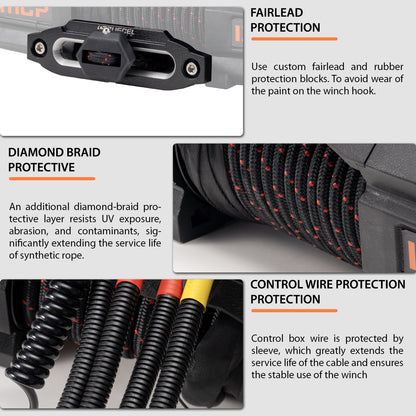 RUGCEL EMCP 12000lb/15000lb Winch (Electromagnetic Clutch, Synthetic Rope) - Tank Garage