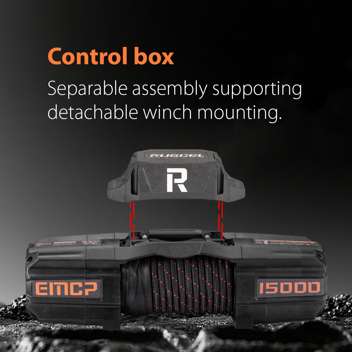 RUGCEL EMCP 12000lb/15000lb Winch (Electromagnetic Clutch, Synthetic Rope) - Tank Garage