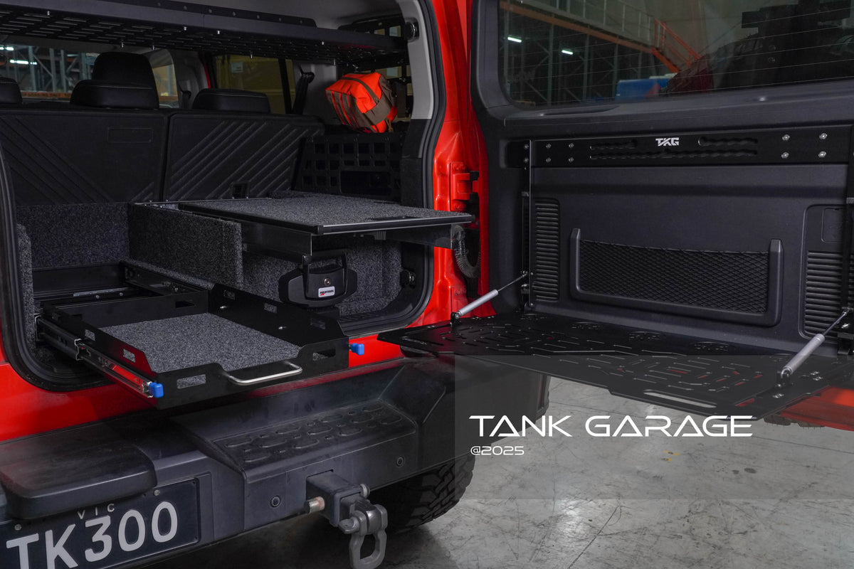 GWM Tank 300 Rear Door Drop Down Folding Table Aluminum - Tank Garage
