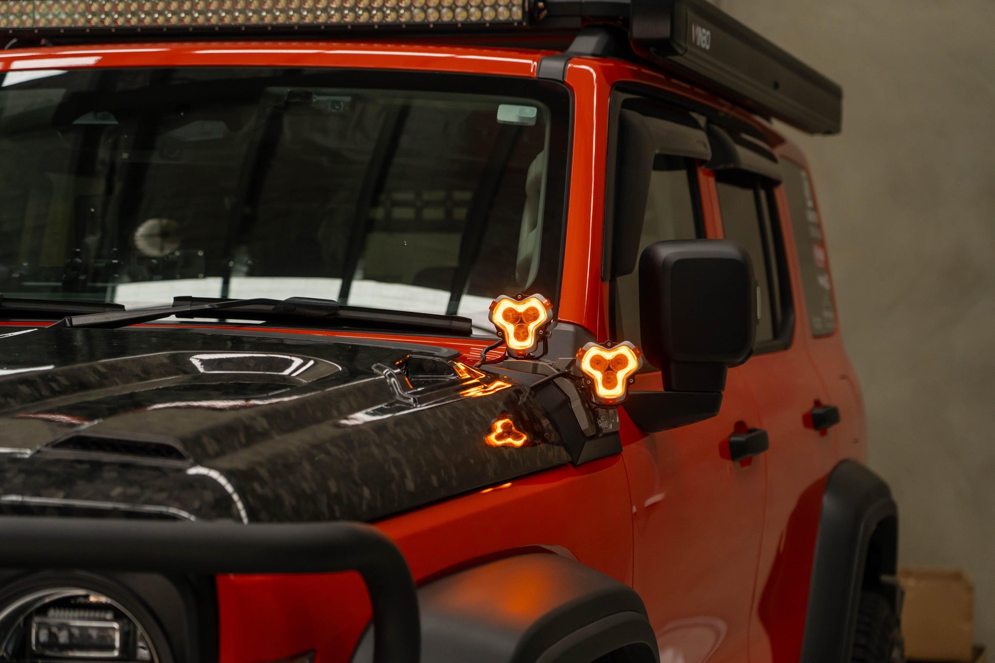 Orange off-road Tank 300 with HALO Series 3" LED Pods Light Head Light Spot Light