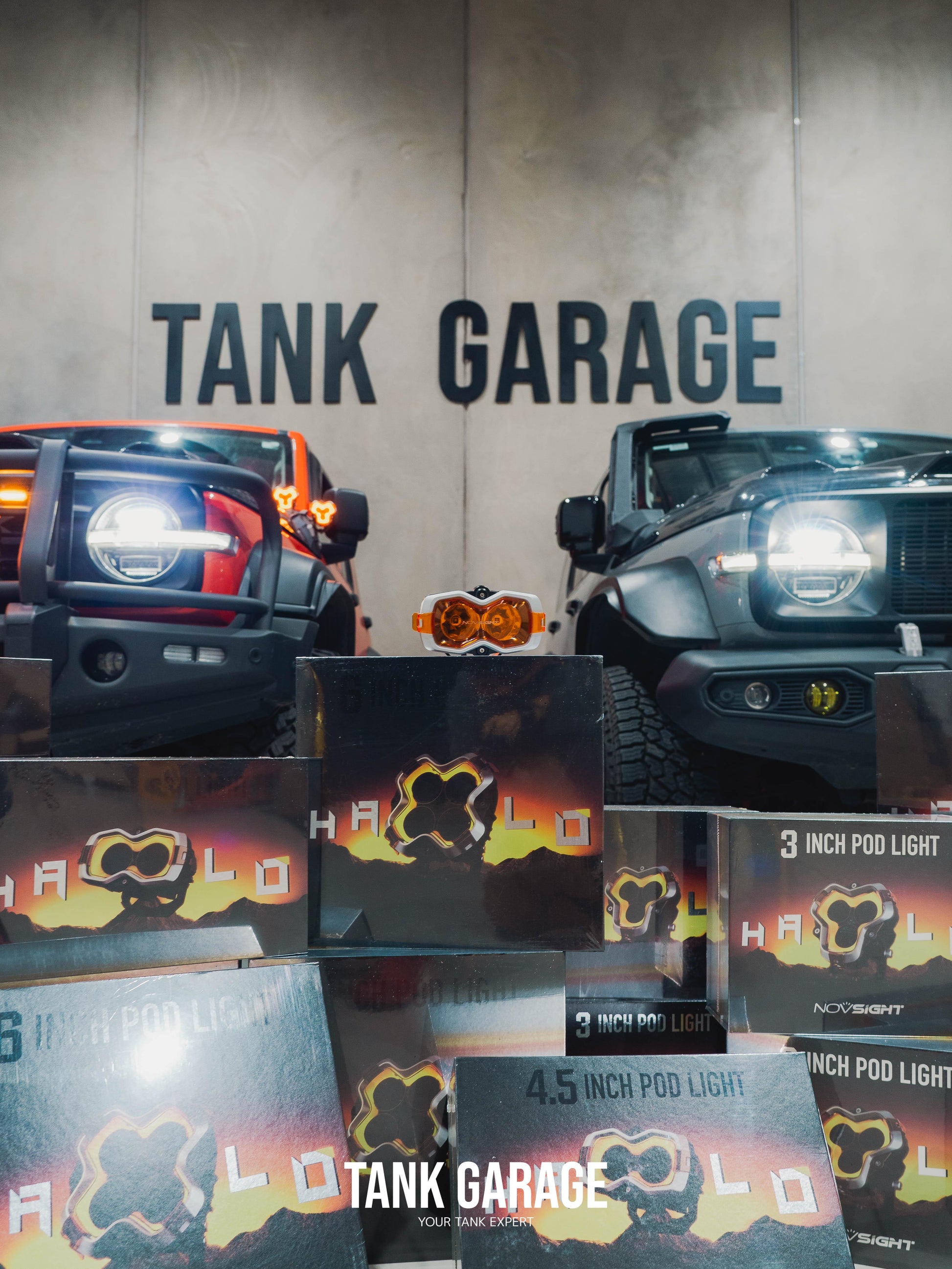 HALO Series 4.5" LED Pods Light Head Light Spot Light with Tank Garage Logo